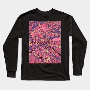 Berlin Map Pattern in Purple & Pink Long Sleeve T-Shirt